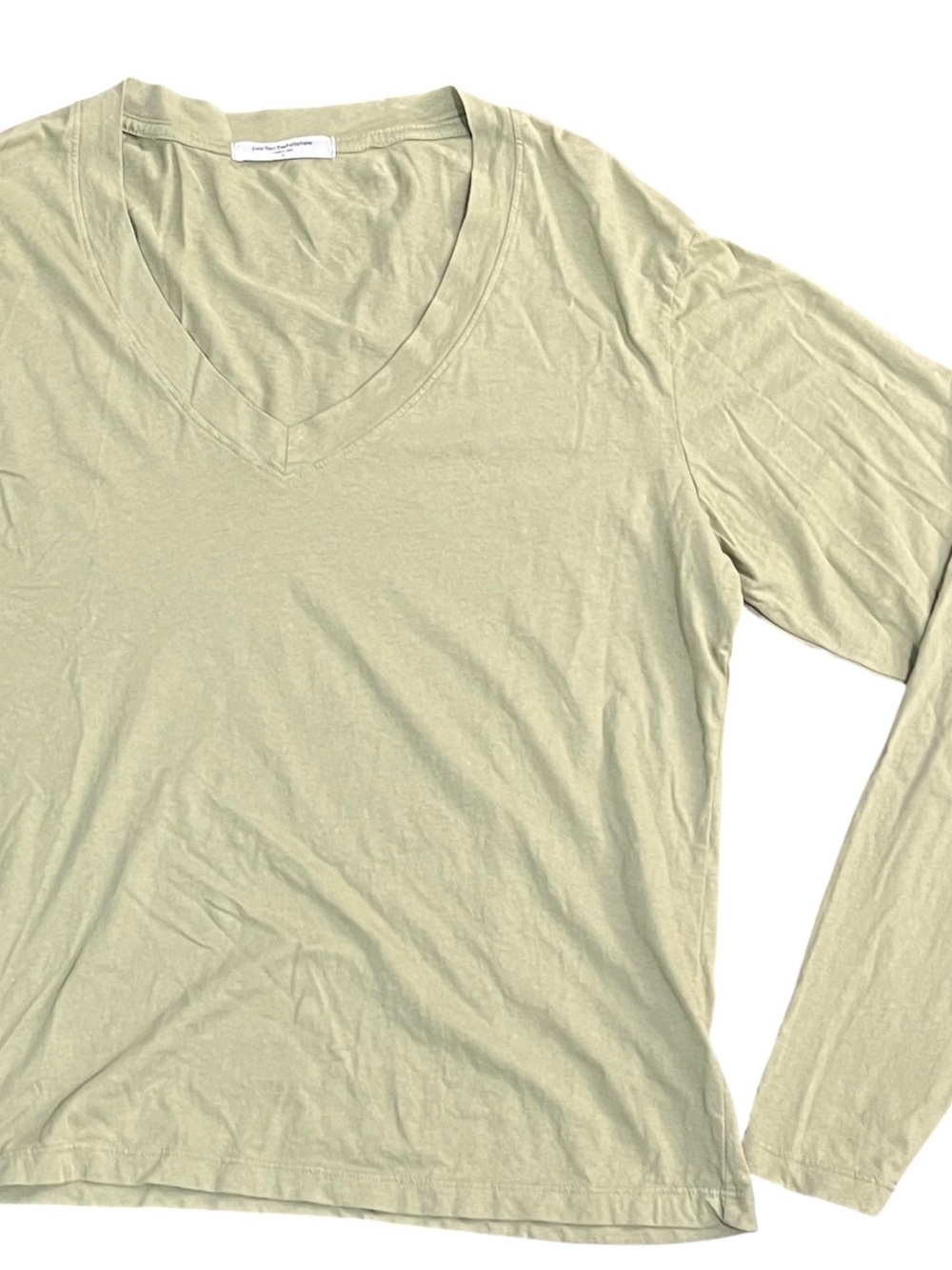 Perfectwhitetee Frankie V Neck Long Sleeve Top L Sage Green Boxy Cropped